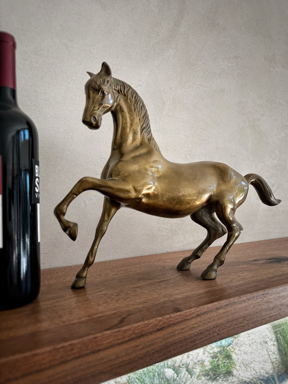 MCM Vintage Brass Prancing Horse Sculpture